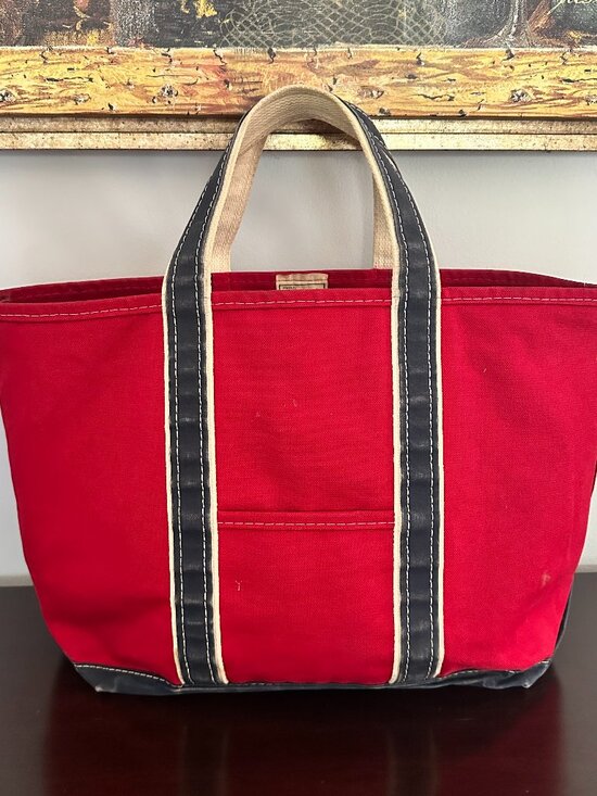 L.L. Bean Handbags - Rare Vintage 80s L.L. Bean Boat And Tote Red Blue Canvas Large Bag
